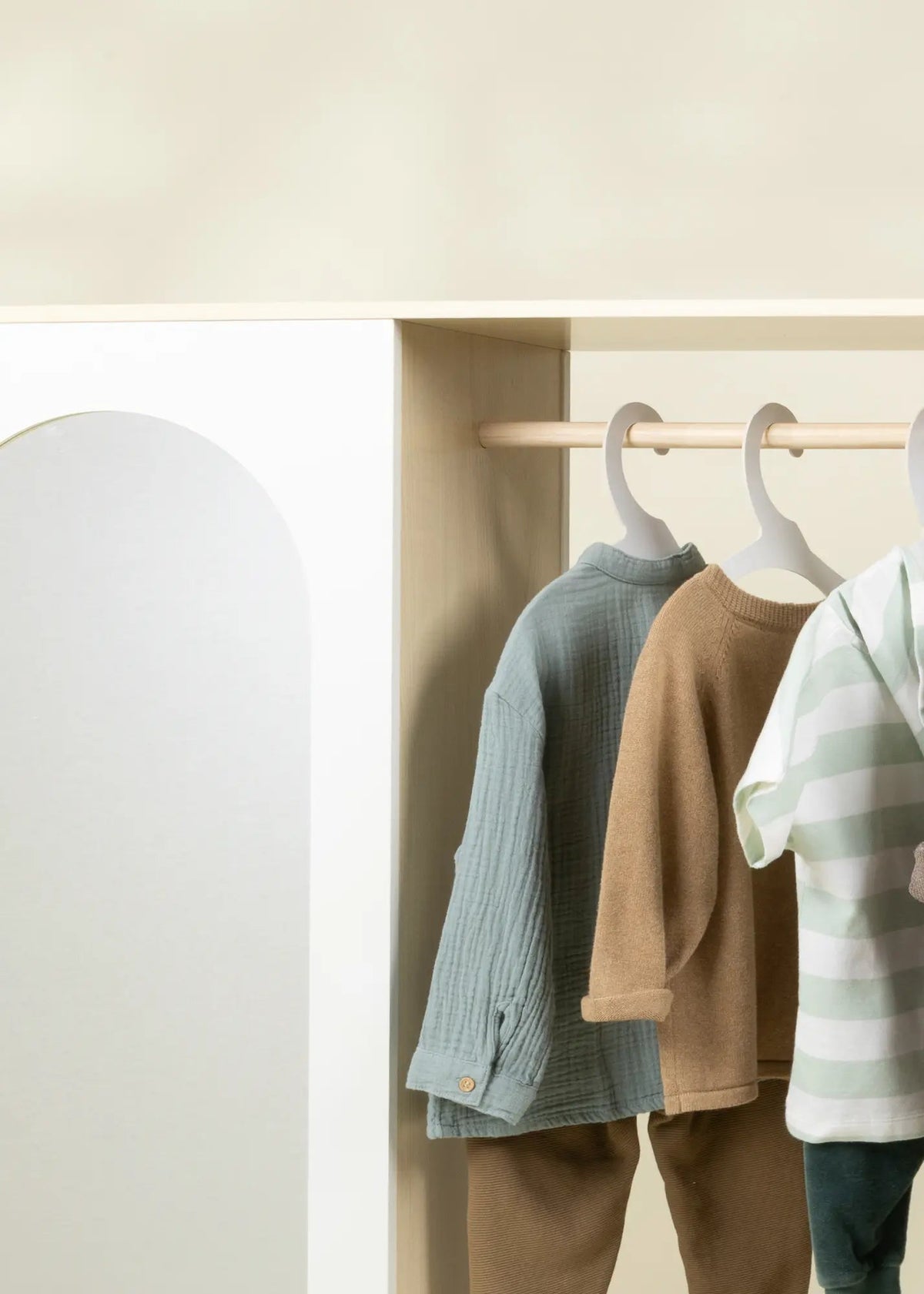 Large Wooden Wardrobe with Shelves & Hanging Rod