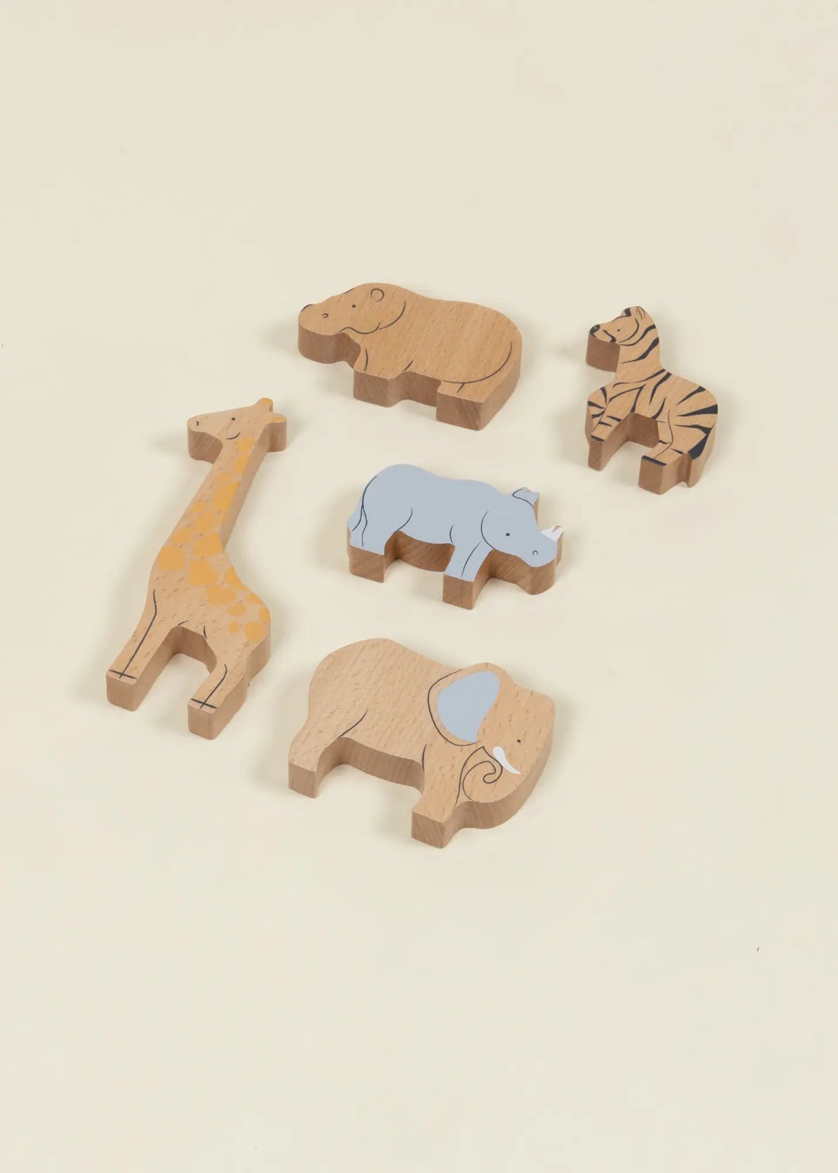 Coco Village Set of 5 Savannah Herbivores on Wooden Plate