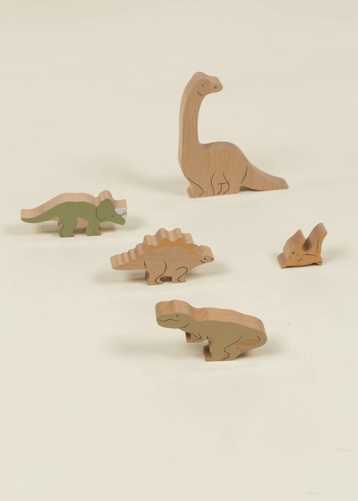 Coco Village Set of 5 Dinosaurs on Wooden Plate
