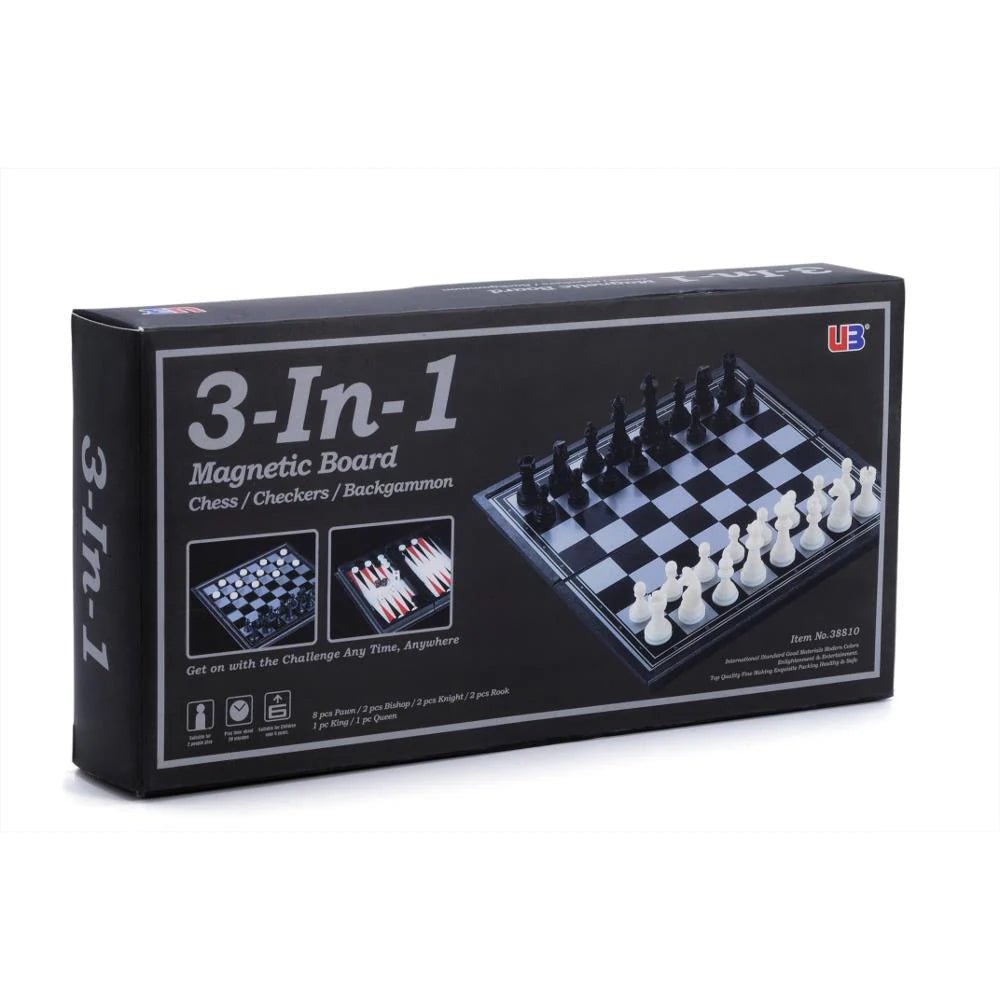 3 - in - 1 Magnetic Game: Chess, Checkers & Backgammon - Mastermind Toys___255115