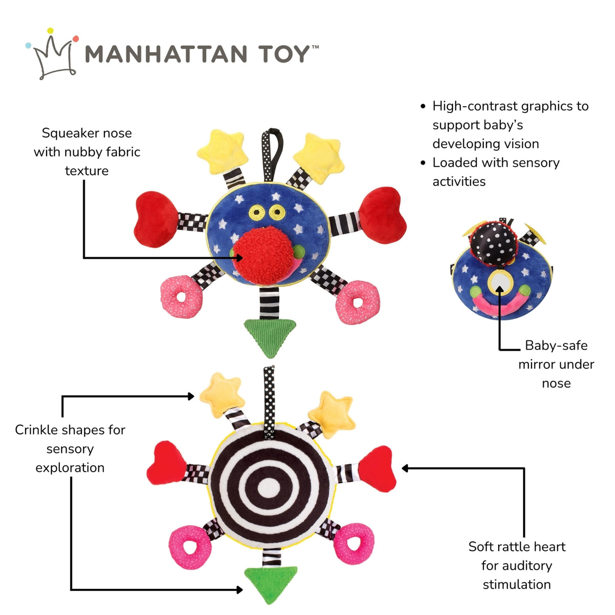 Manhattan Toy Baby Whoozit 6" Stroller+Travel Activity Toy