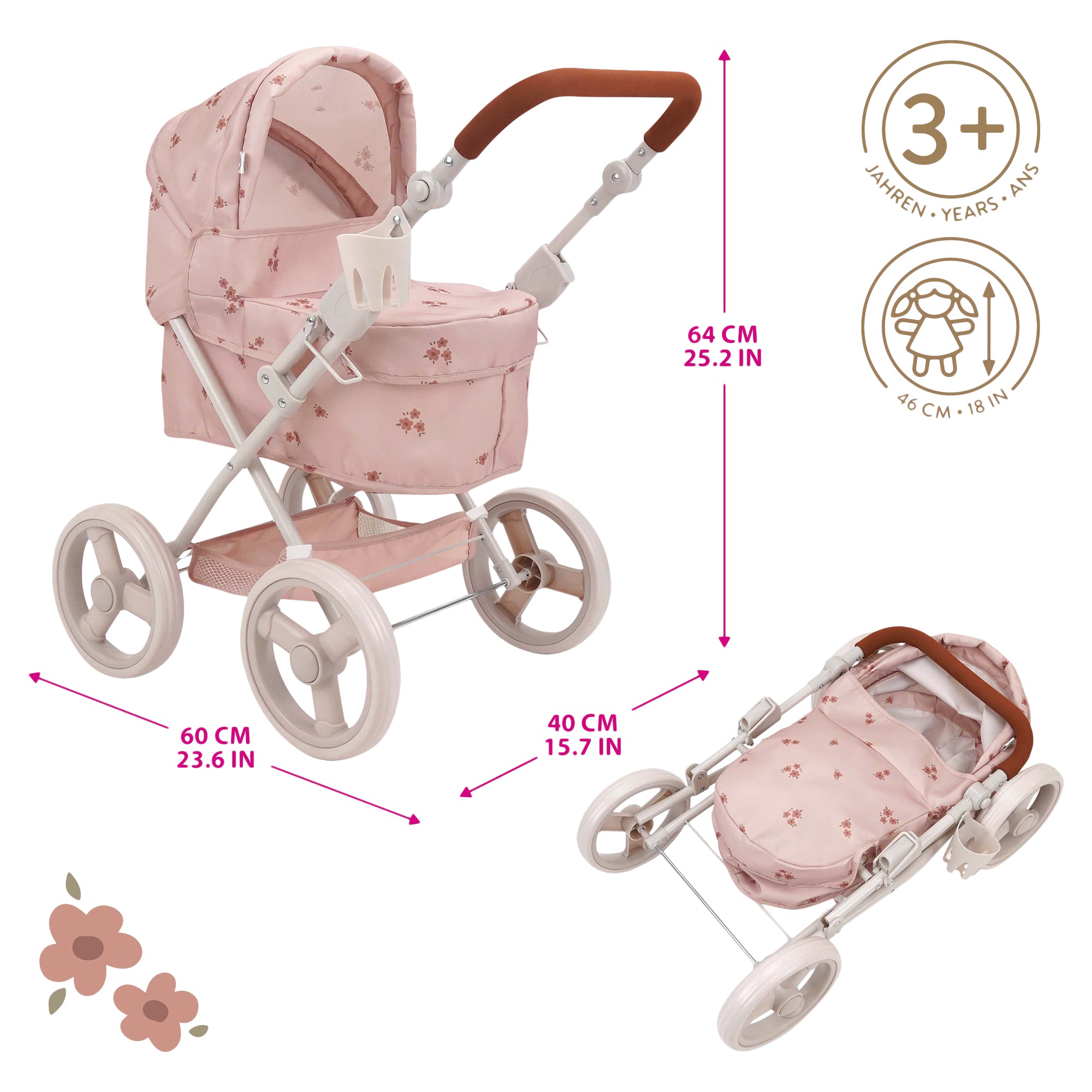 Ballet Flora Doll Deluxe Pram with Carry Bag - Mastermind Toys___245163