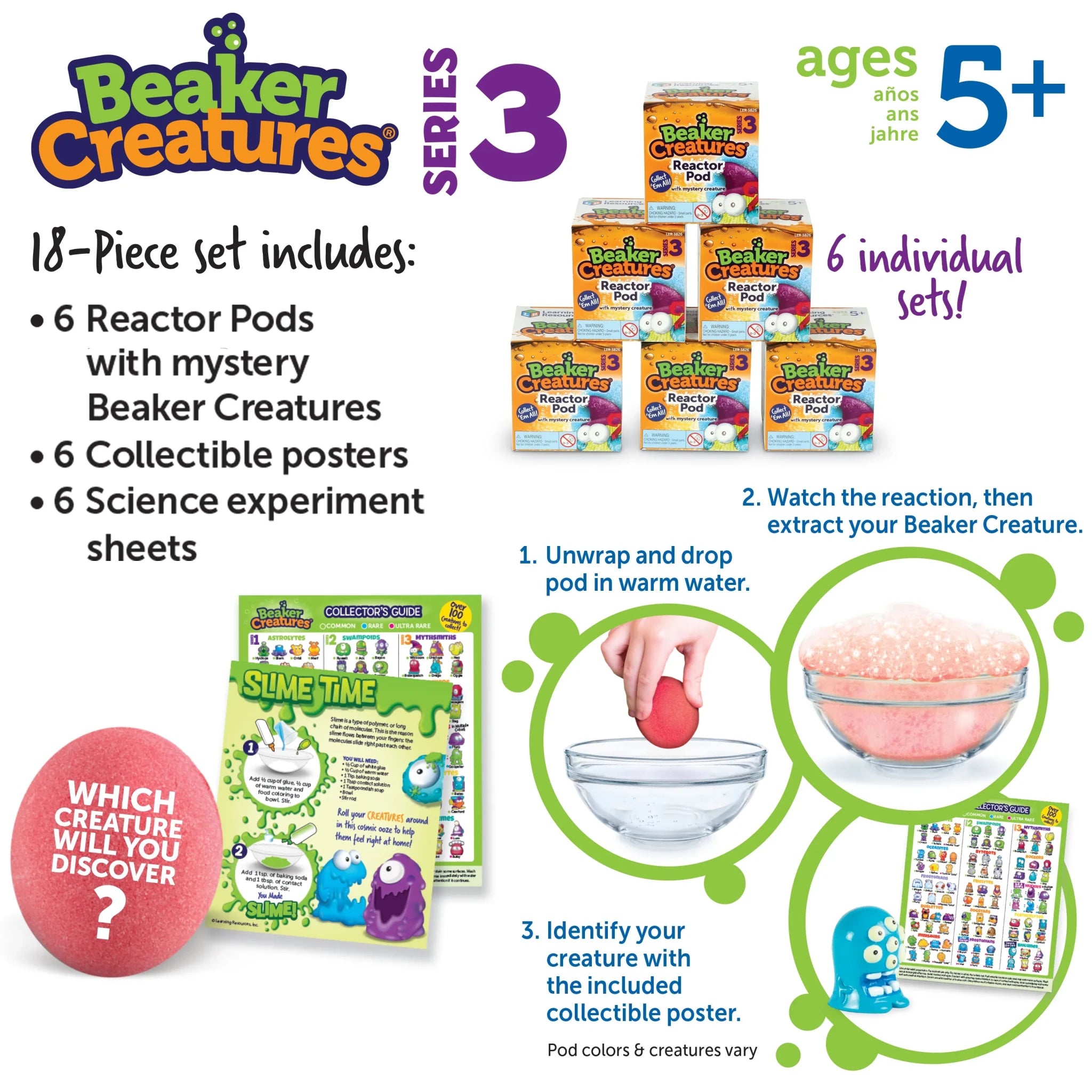 Beaker Creatures® 6 - Pack Reactor Pods, Series 3 - Mastermind Toys___255205