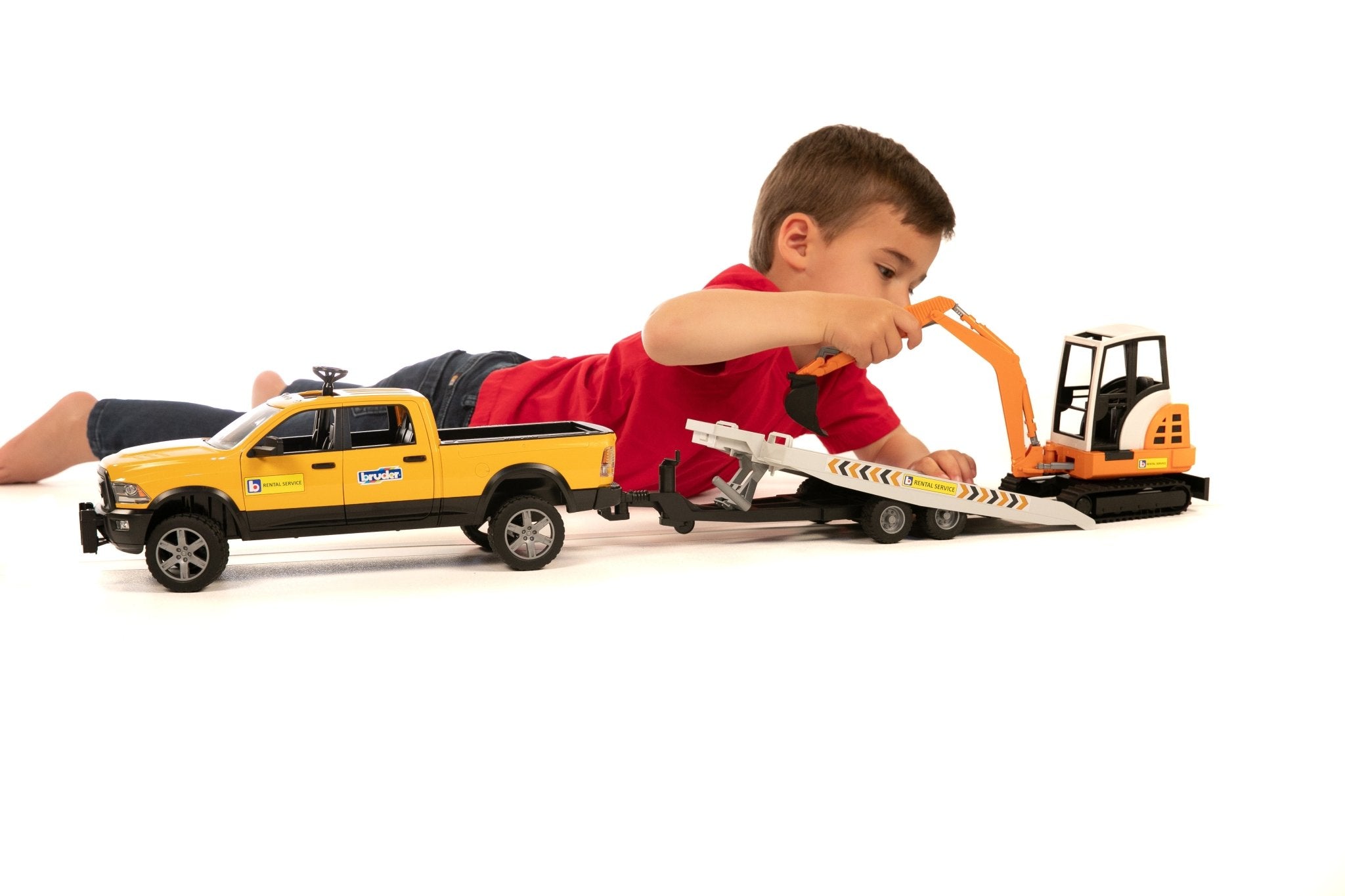 Bruder Ram Rental Service with Trailer and Mini Excavator - Mastermind Toys___256267
