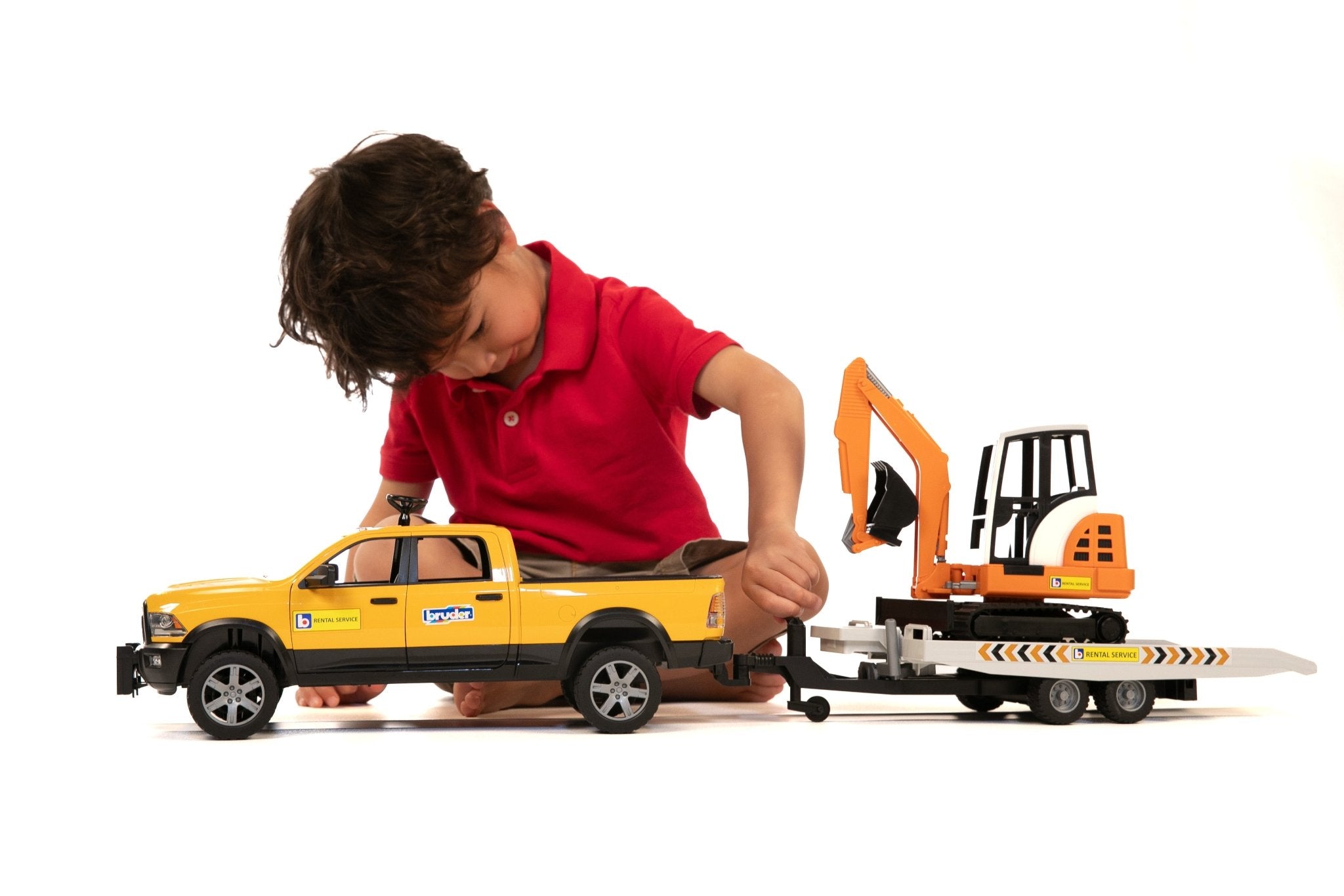 Bruder Ram Rental Service with Trailer and Mini Excavator - Mastermind Toys___256267