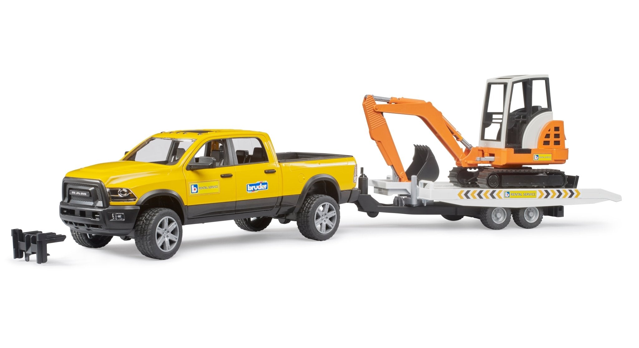 Bruder Ram Rental Service with Trailer and Mini Excavator - Mastermind Toys___256267