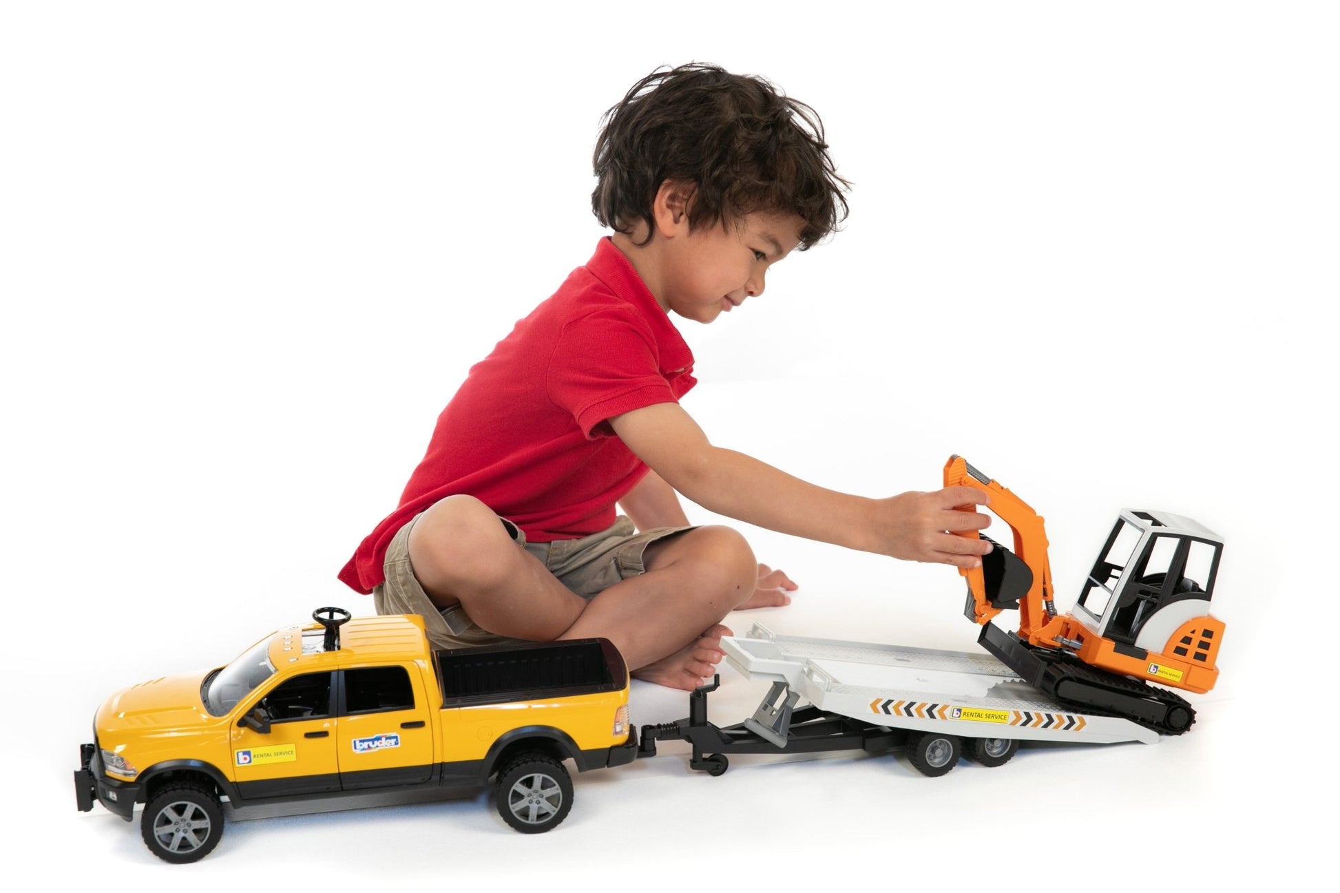 Bruder Ram Rental Service with Trailer and Mini Excavator - Mastermind Toys___256267