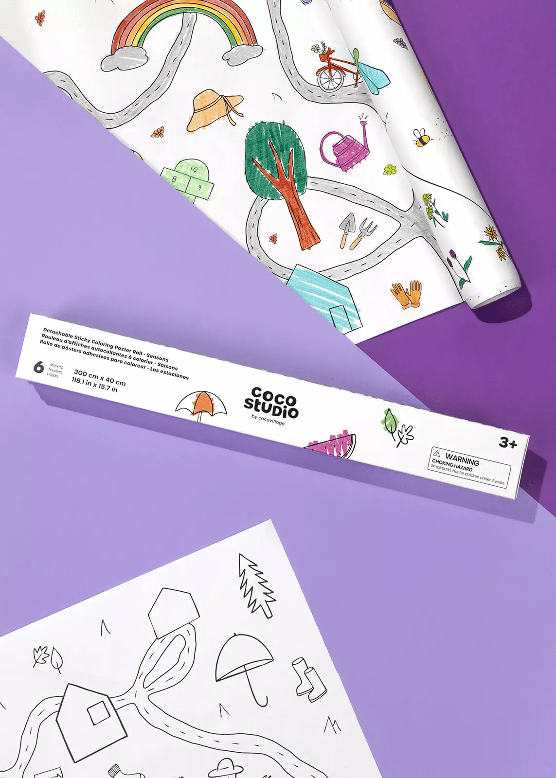 Coco Village Detachable Seasons Sticky Coloring Poster Roll - 6 sheets - Mastermind Toys___246903