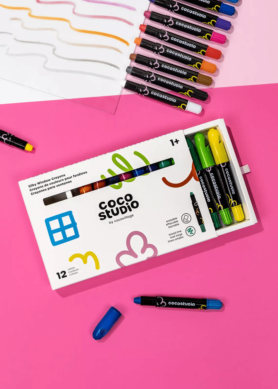 Coco Village Erasable Silky Window Crayons - 12 colors - Mastermind Toys___246896