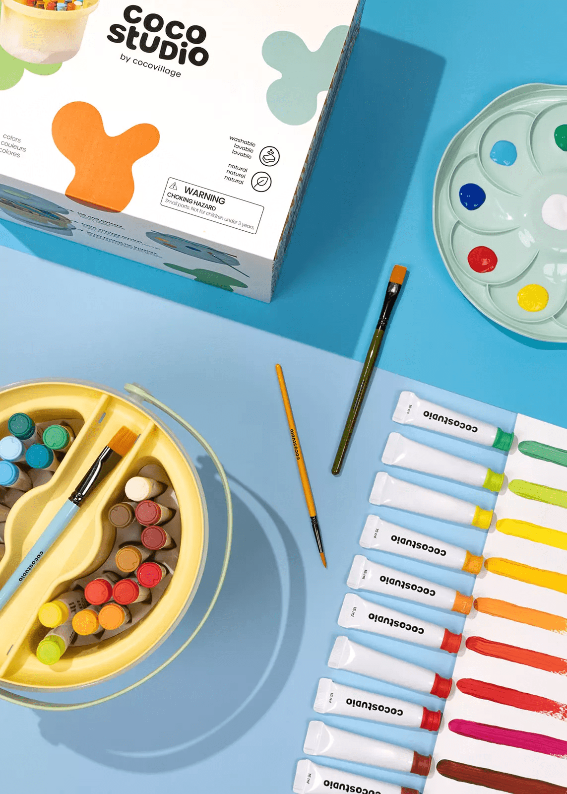 Coco Village Gouache Paint Bucket & Accessories Set - 24 colors - Mastermind Toys___246891