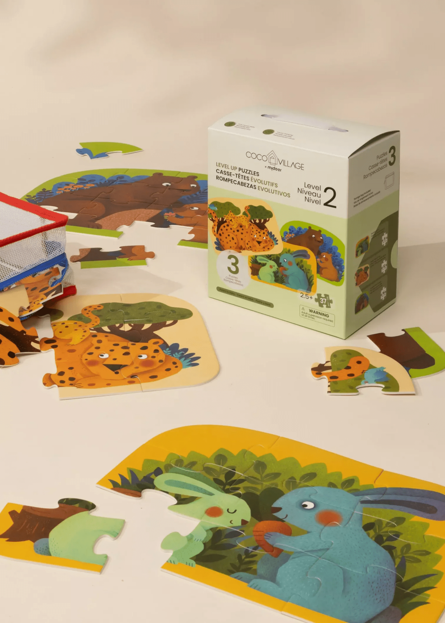 Coco Village Level Up Puzzles Level 2 - Parent & Baby (3 puzzles) - Mastermind Toys___247208