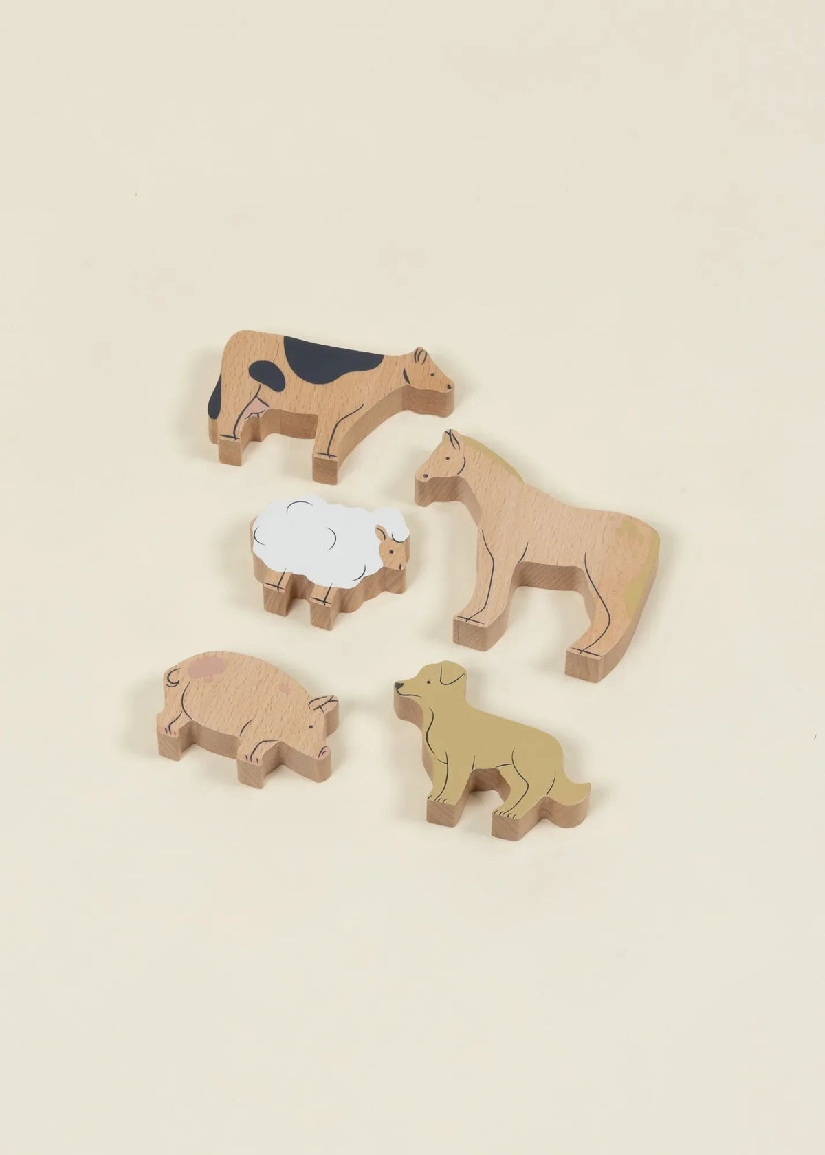 Coco Village Set of 5 Pasture Animals on Wooden Plate - Mastermind Toys___255939