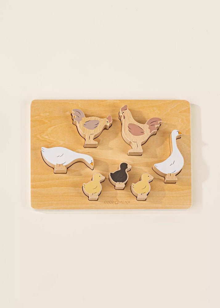 Coco Village Set of 6 Barnyard animals on Wooden Plate - Mastermind Toys___233447