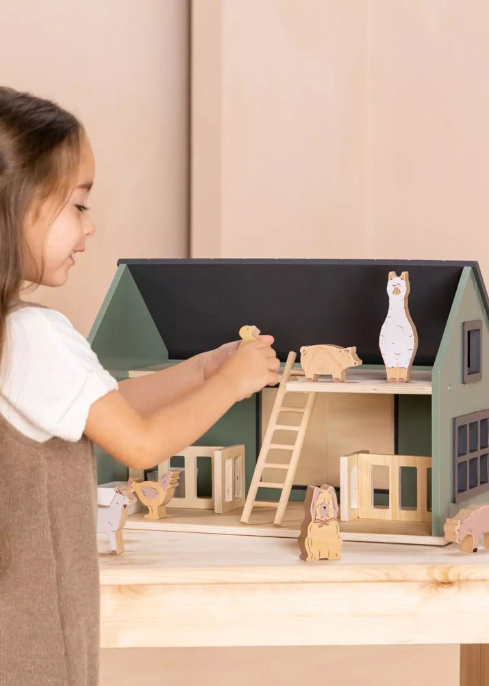 Coco Village Set of 6 Barnyard animals on Wooden Plate - Mastermind Toys___233447