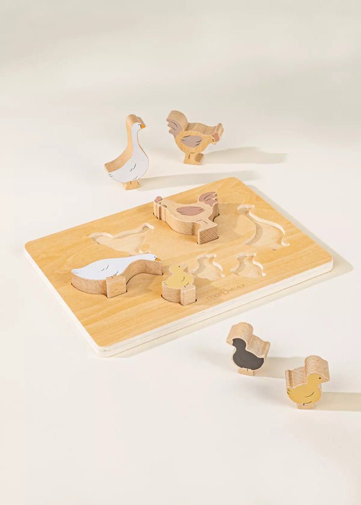 Coco Village Set of 6 Barnyard animals on Wooden Plate - Mastermind Toys___233447