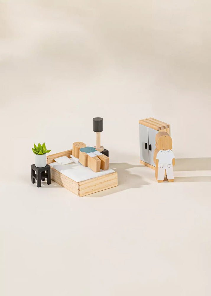 Coco Village Wooden Doll House Master Bedroom Furniture (9 pcs