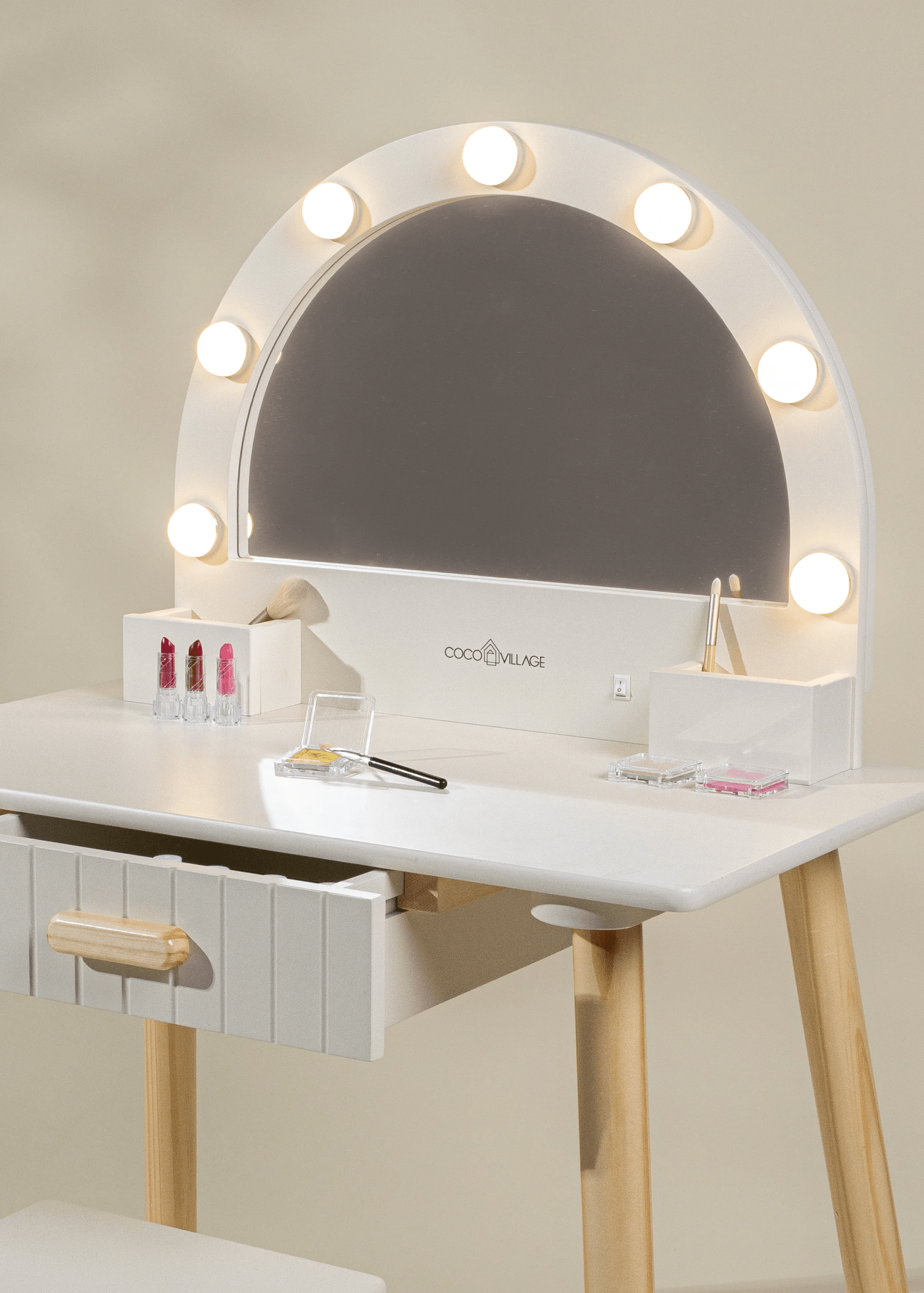 Coco Village Wooden Play Vanity with Lighted Mirror & stool - Mastermind Toys___245311