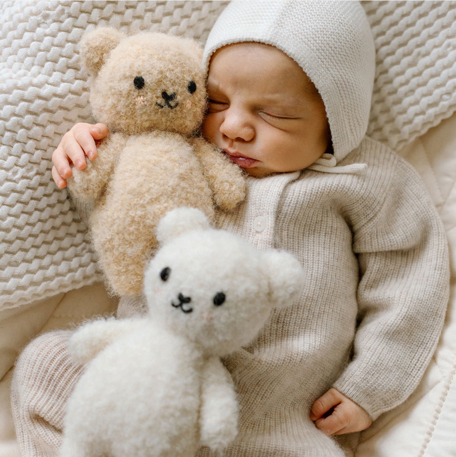 Cuddle + Kind Baby Bouclé Bear (Ivory) Hand - Knit Doll - Mastermind Toys___249176