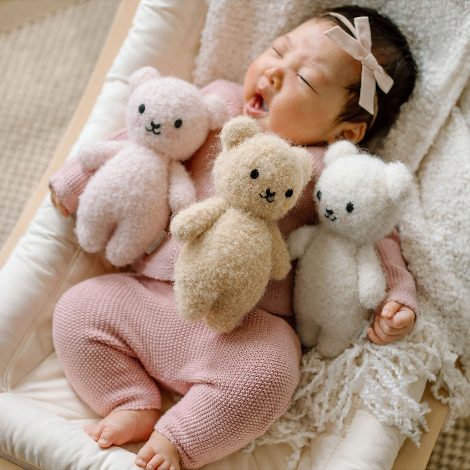 Cuddle + Kind Baby Bouclé Bear (Ivory) Hand - Knit Doll - Mastermind Toys___249176