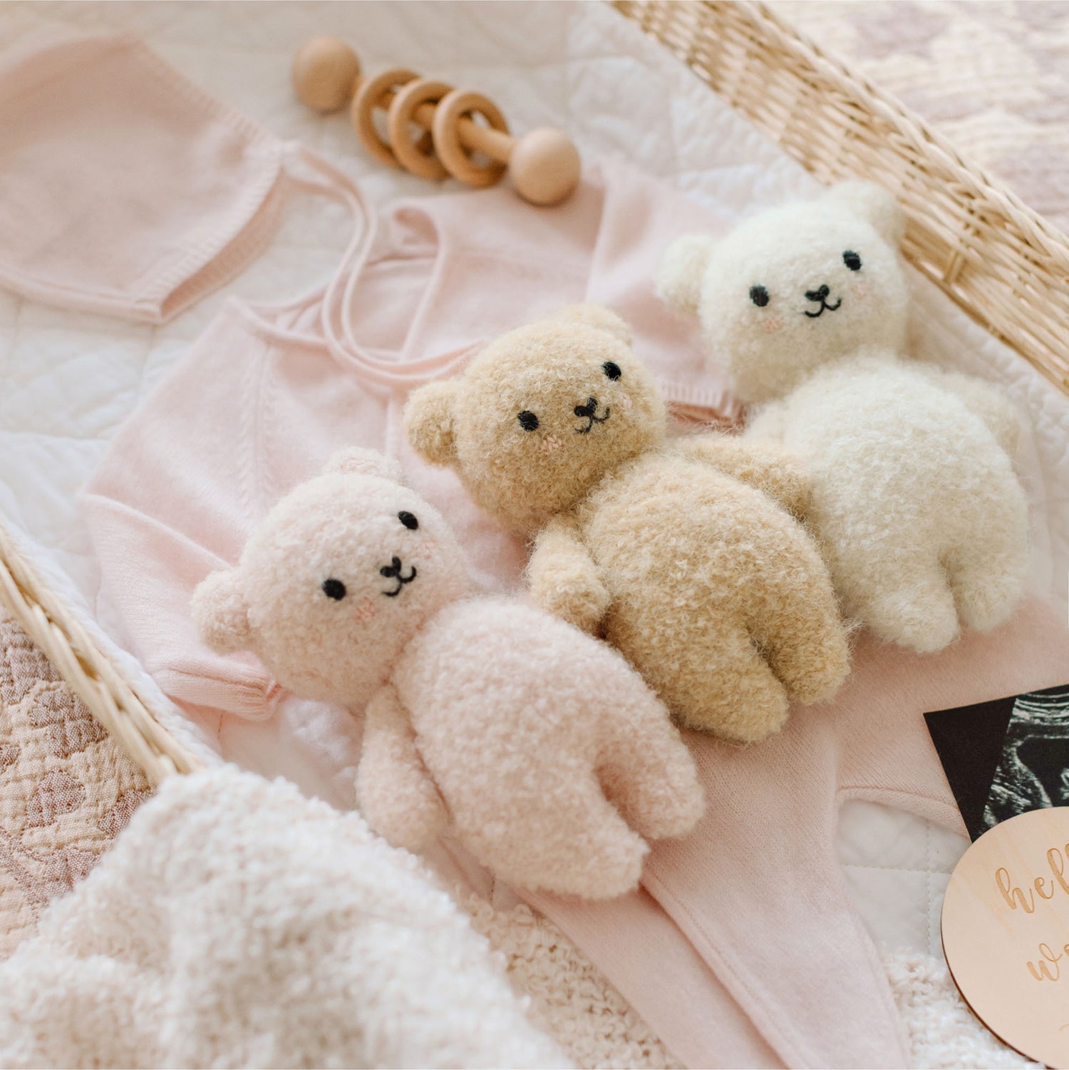 Cuddle + Kind Baby Bouclé Bear (Ivory) Hand - Knit Doll - Mastermind Toys___249176