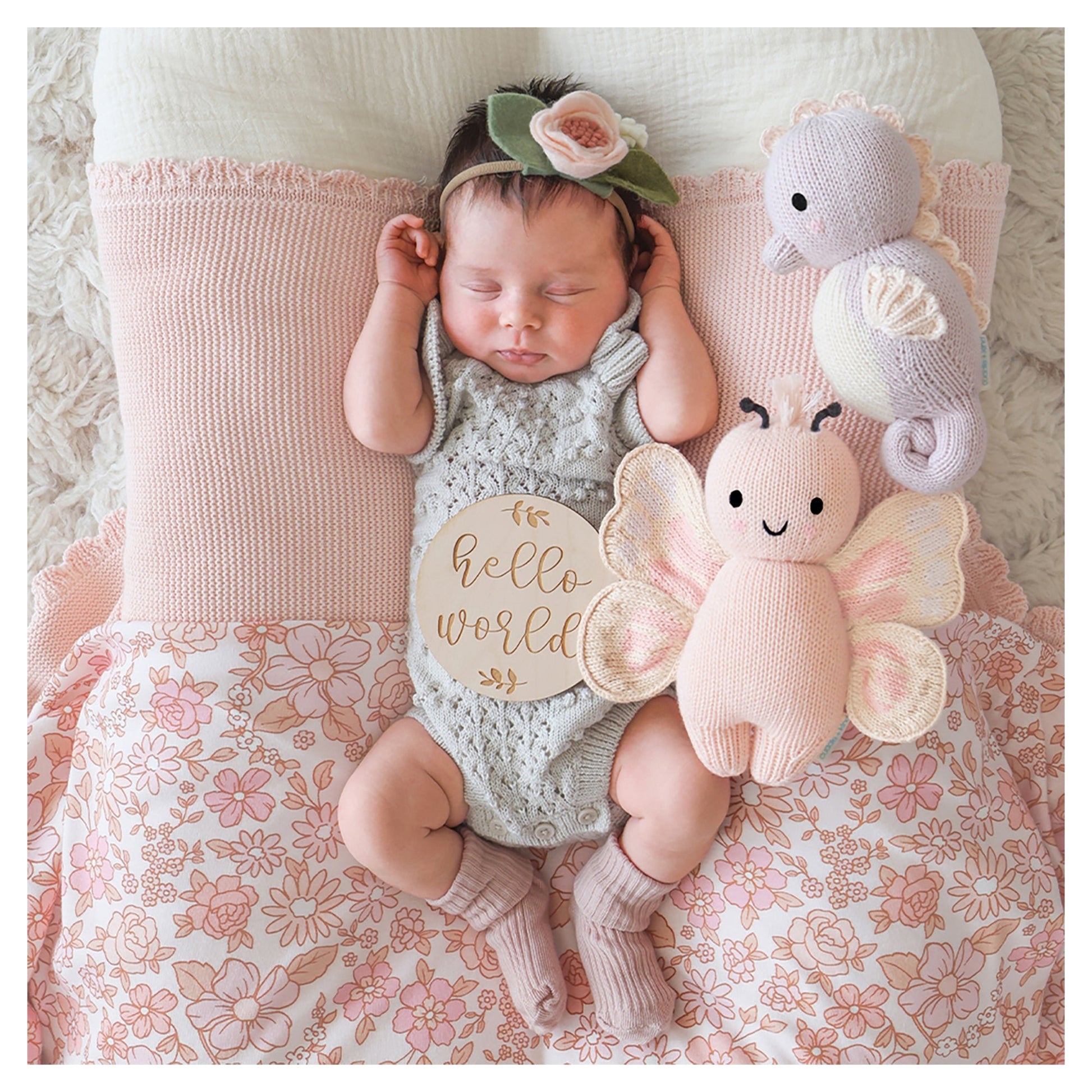Cuddle + Kind Baby Butterfly (Petal Pink) Hand - Knit Doll - Mastermind Toys___253513