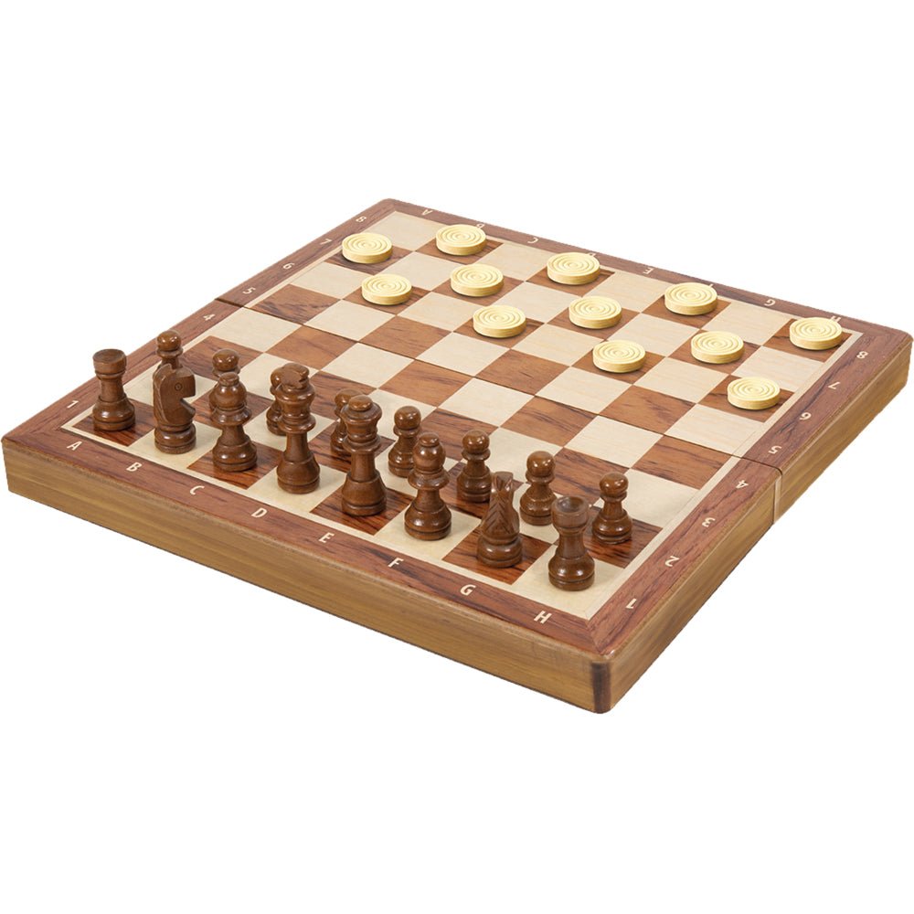 Deluxe Folding Wood Chess & Checkers Set – Mastermind Toys