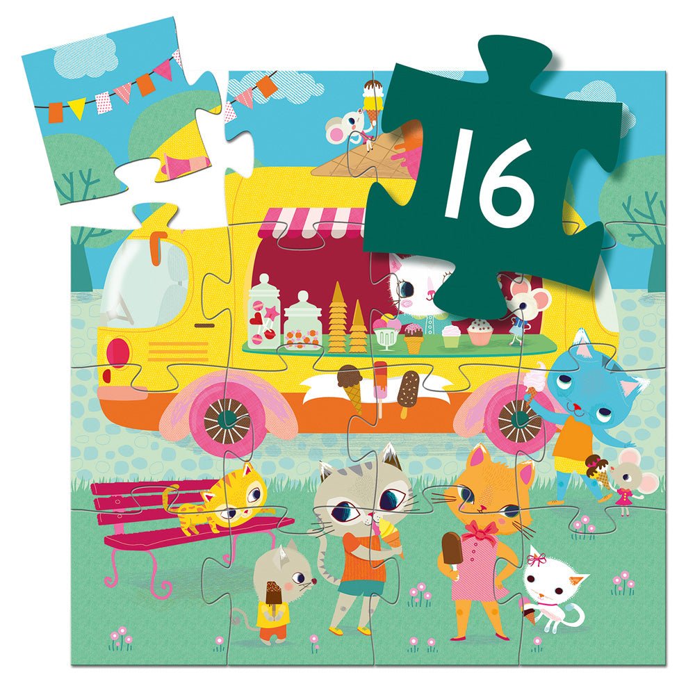 Djeco Silhouette Puzzle The Ice Cream Truck 16 pcs - Mastermind Toys___238170