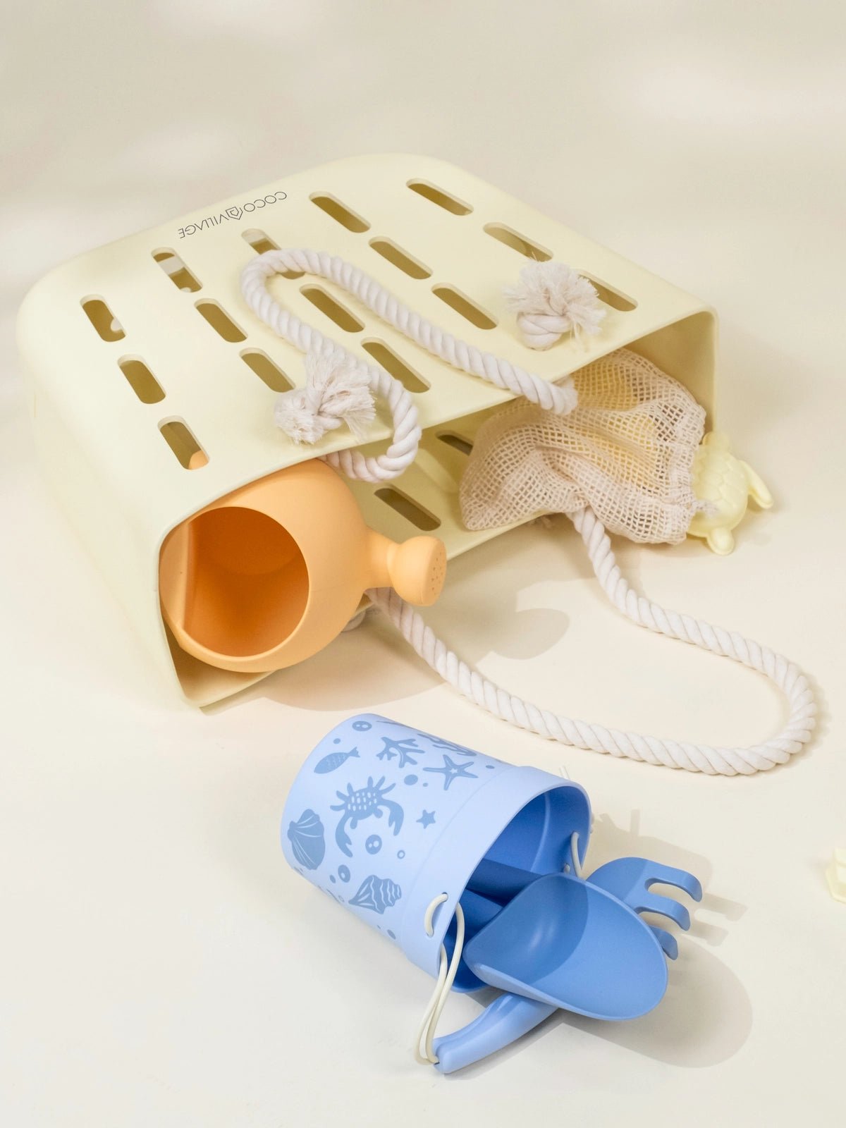 EVA Waterproof Beach Bag With Cotton Handle Rope - Cream - Mastermind Toys___245657