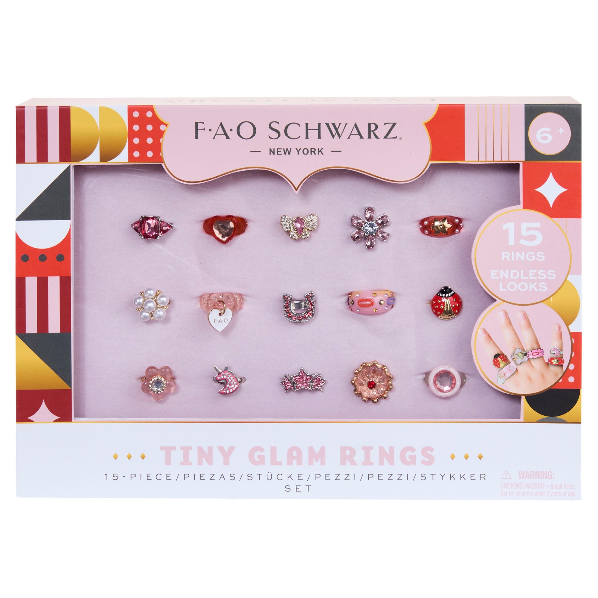 FAO Schwarz® Tiny Glam Rings 15 - Piece Set - Mastermind Toys___249064