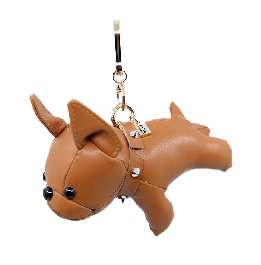Faux Leather Bulldog Bag Charm in Brown - Mastermind Toys___249189