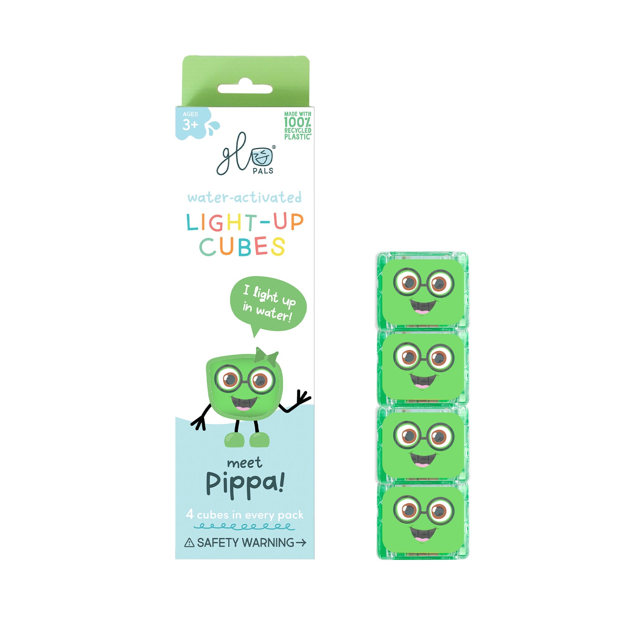 Glo Pals - Light Up Cubes 4pk - Pippa - Green - Mastermind Toys___255570