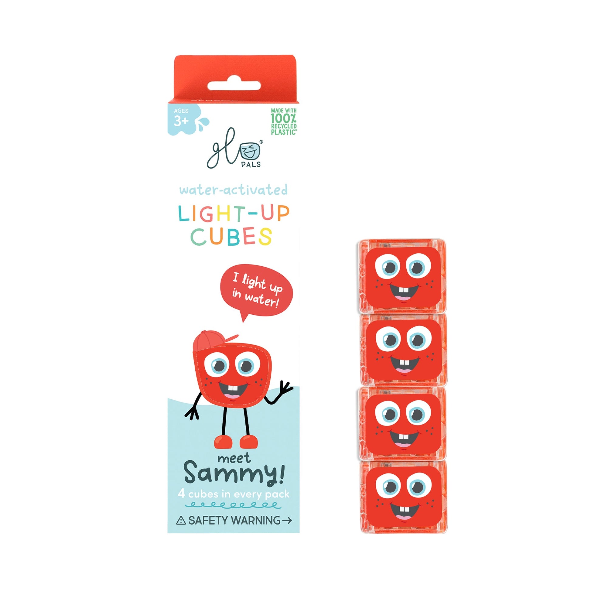 Glo Pals - Light Up Cubes 4pk - Sammy - Red - Mastermind Toys___255571