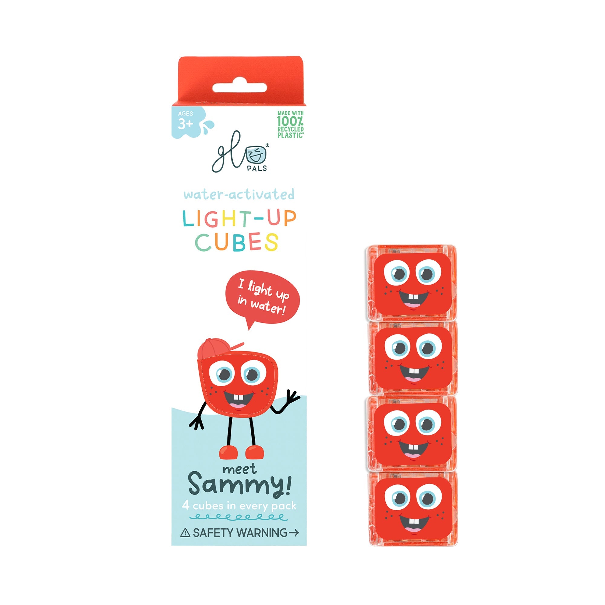 Glo Pals - Light Up Cubes 4pk - Sammy - Red - Mastermind Toys___255571