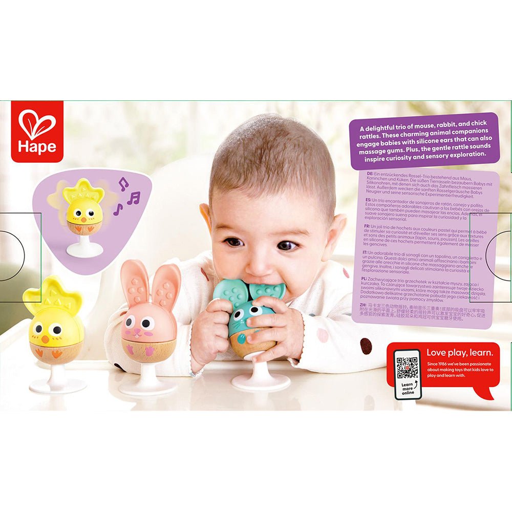 Hape Cheery Critter Rattle Trio - Mastermind Toys___246605
