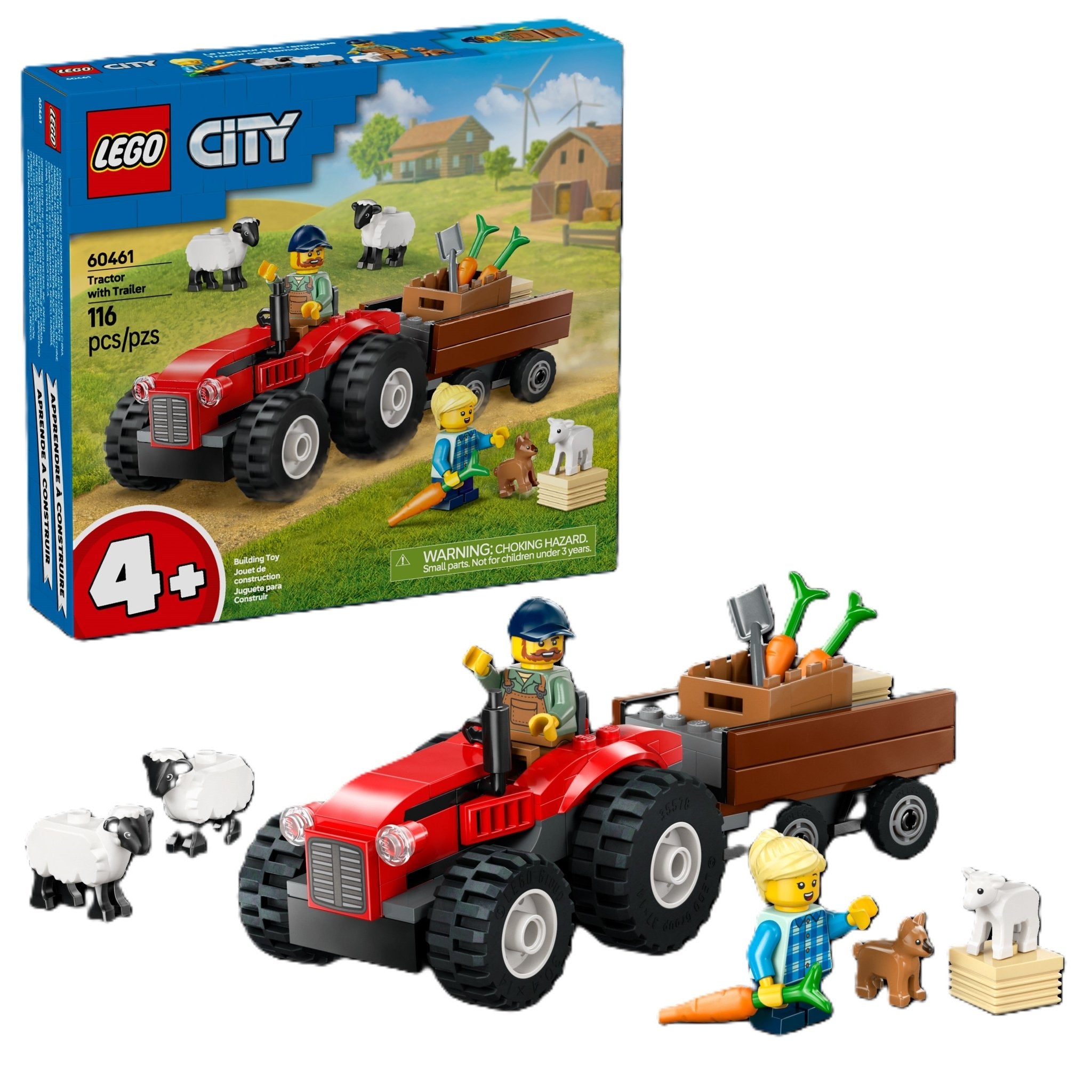 LEGO® City Red Farm Tractor with Trailer & Sheep 60461 - Mastermind Toys___249382