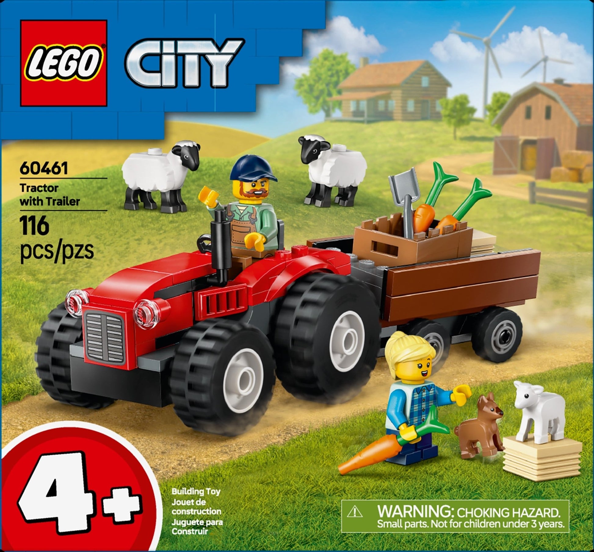 LEGO® City Red Farm Tractor with Trailer & Sheep 60461 - Mastermind Toys___249382