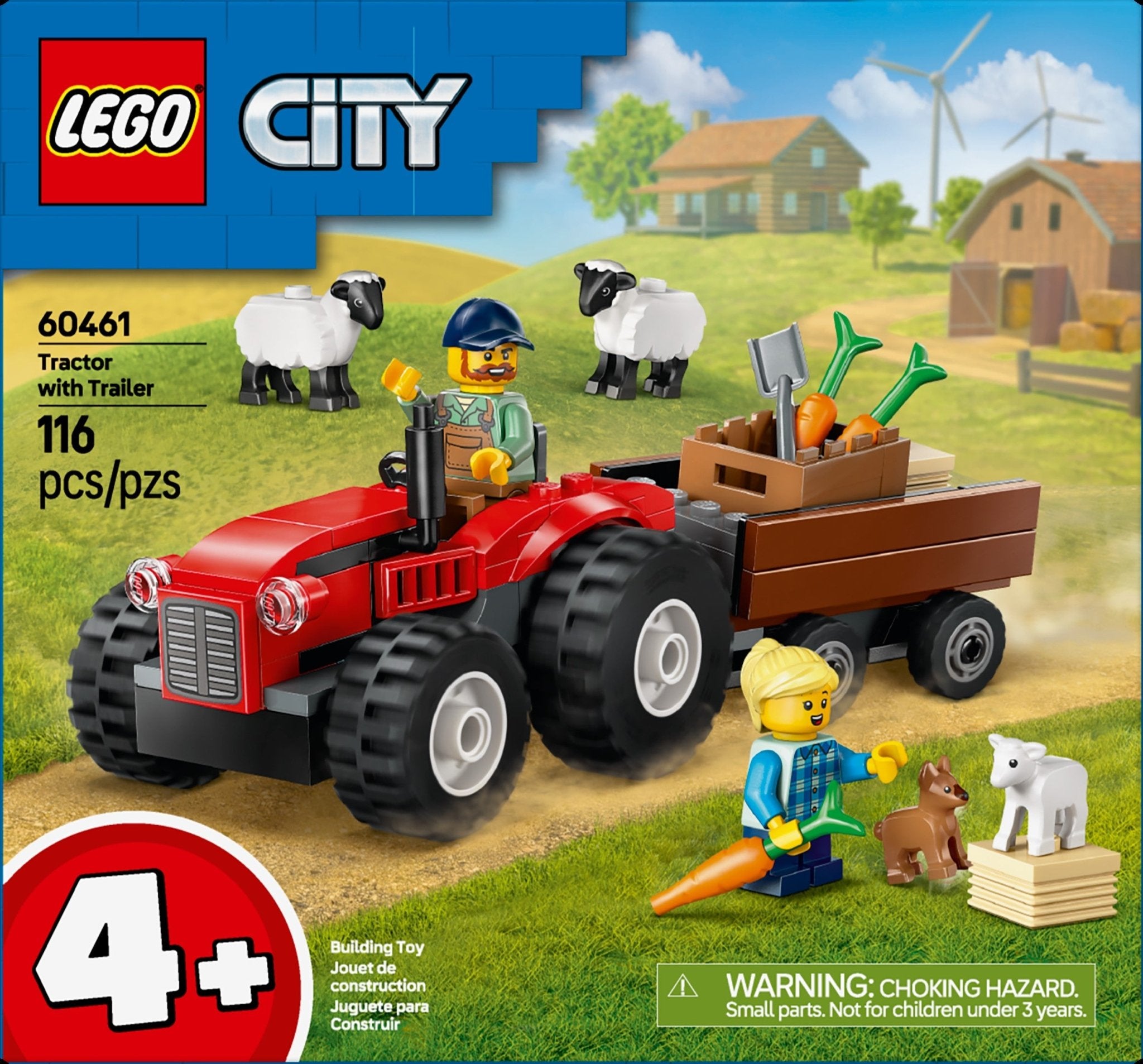 LEGO® City Red Farm Tractor with Trailer & Sheep 60461 - Mastermind Toys___249382