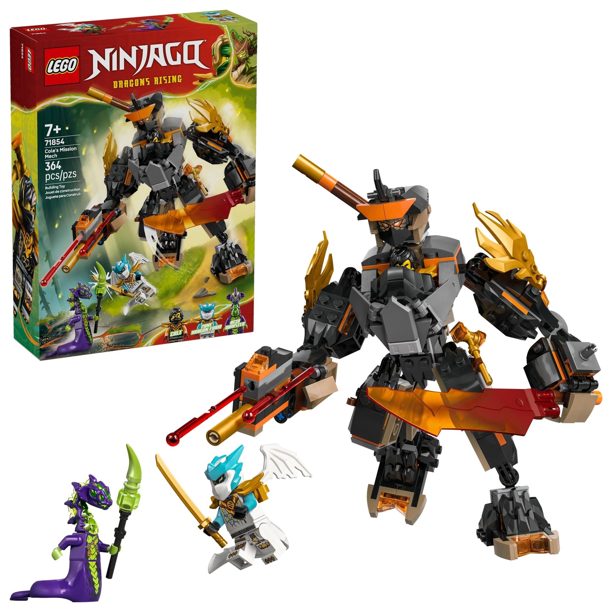 LEGO® NINJAGO® Cole’s Mission Mech & Dragon Zane 71854 - Mastermind Toys___249559