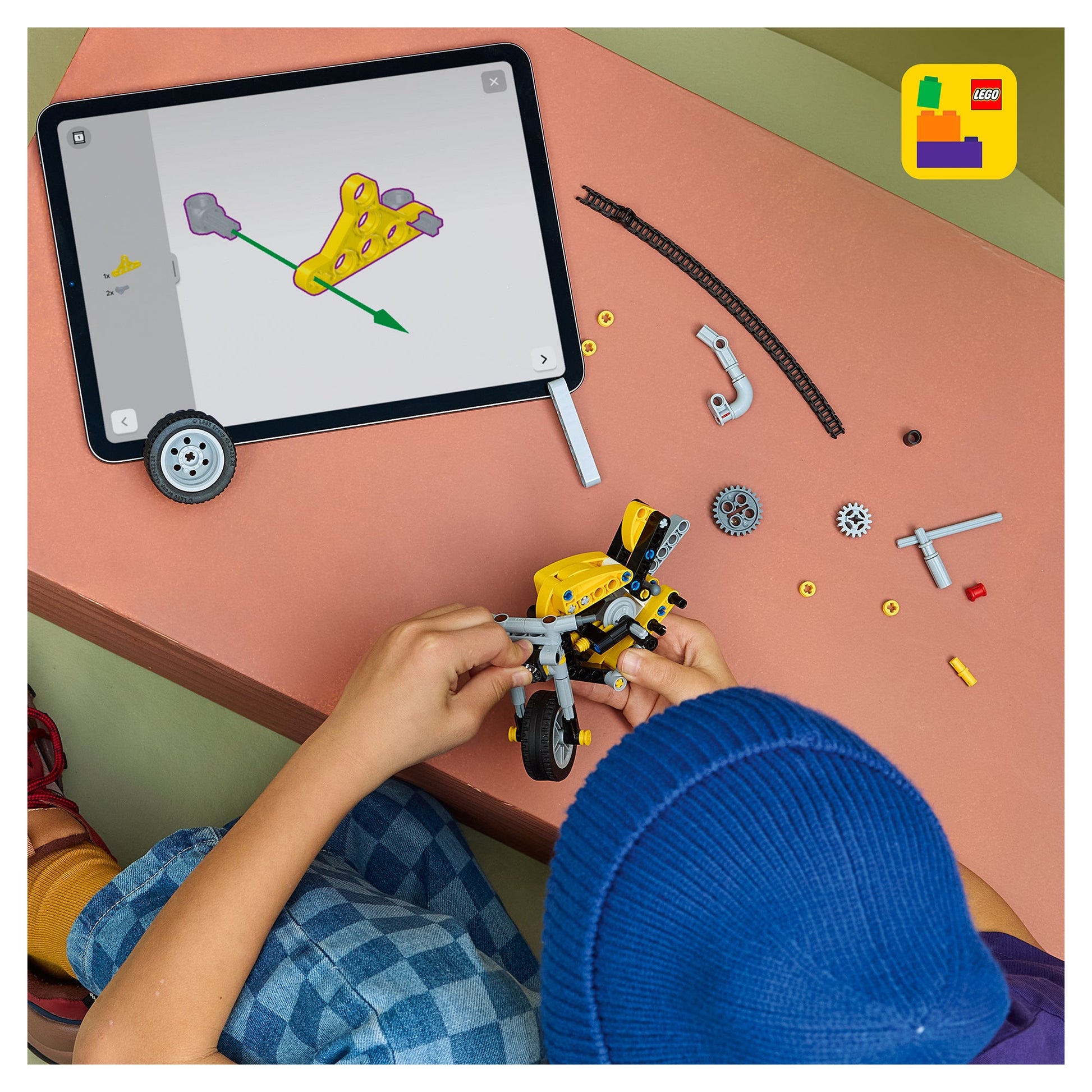 LEGO Technic Yellow Motorcycle Toy 42225 - Mastermind Toys___249615