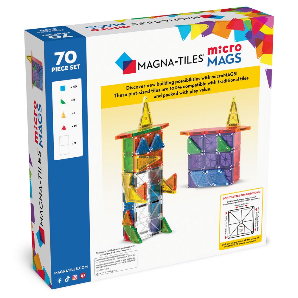 MAGNA - TILES?? microMAGS 70 - Piece Deluxe Magnetic Construction Set, The ORIGINAL Magnetic Brand - Mastermind Toys___234359