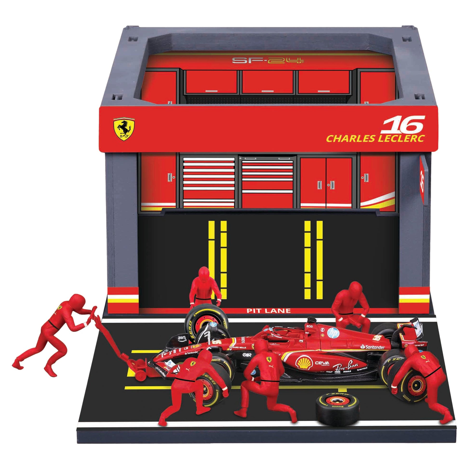 Maisto 1:43 F1 SFR Ferrari SF24 PitPass Leclerc16 - Mastermind Toys___245476