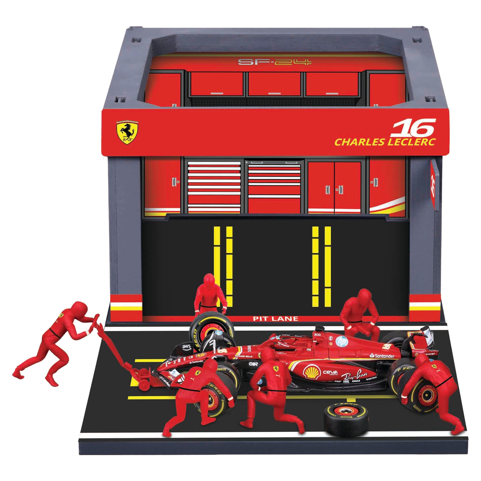 Maisto 1:43 F1 SFR Ferrari SF24 PitPass Leclerc16 - Mastermind Toys___245476