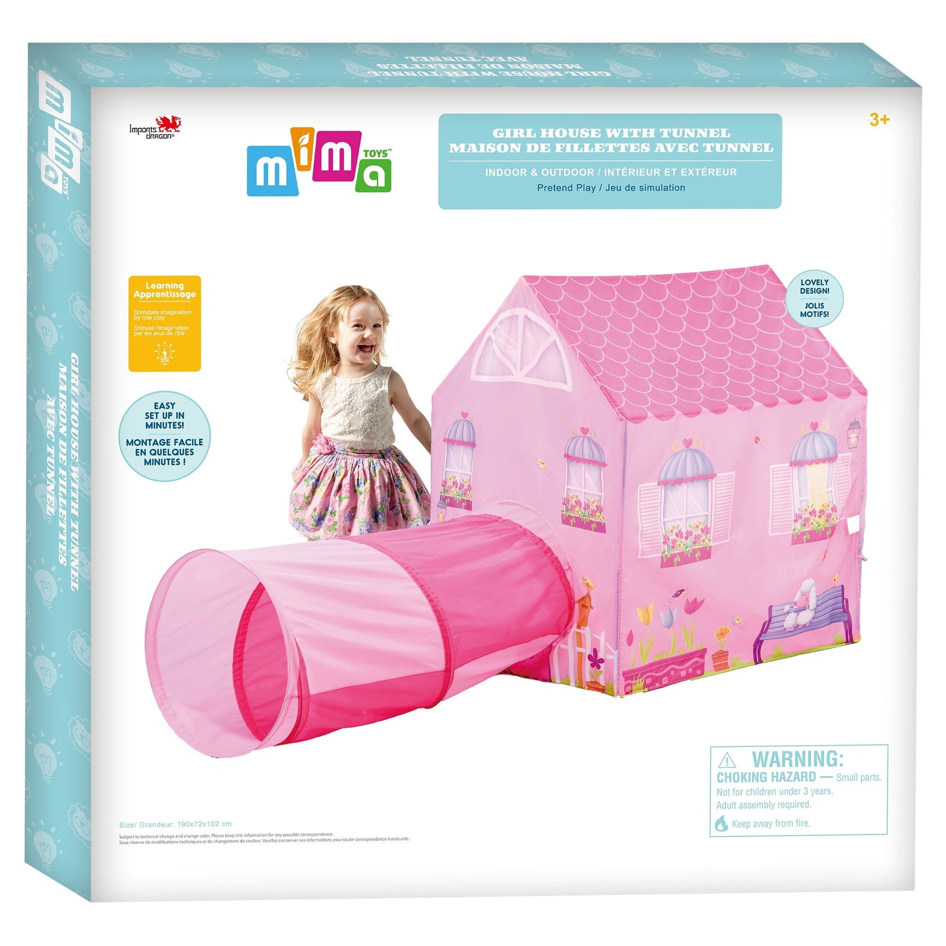 MIMA - Indoor Tent Pink House with Tunnel - Mastermind Toys___247620