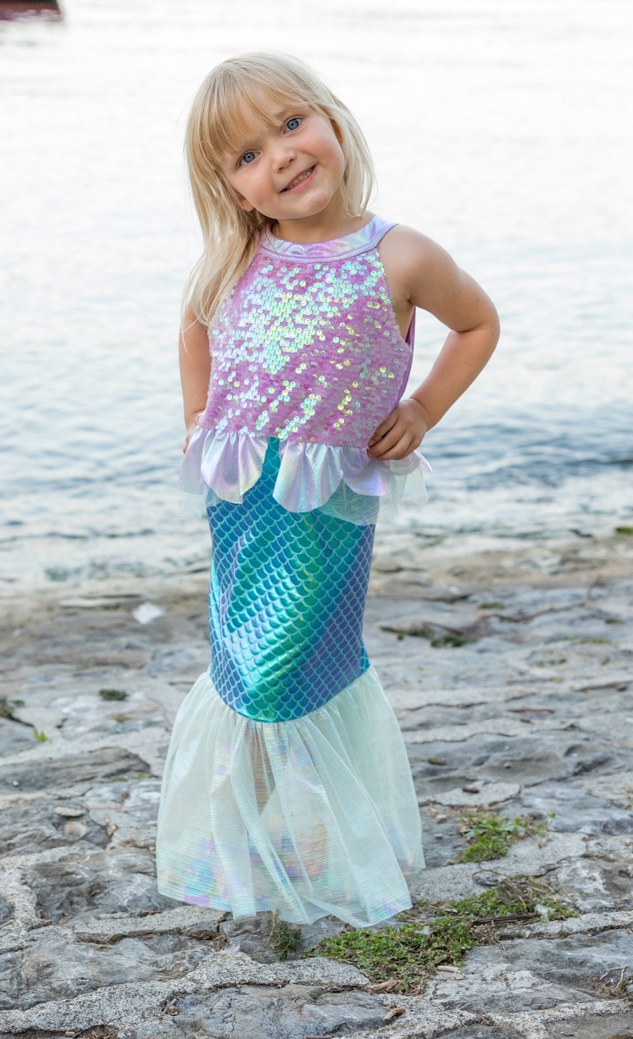 Misty Mermaid Dress, Pink/Blue, Size 3 - 4 - Mastermind Toys___245095
