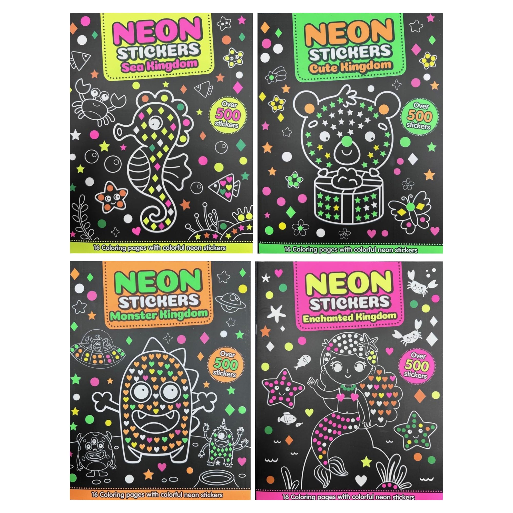 Neon Stickers Colouring Books - 4 Asst. - Mastermind Toys___248755