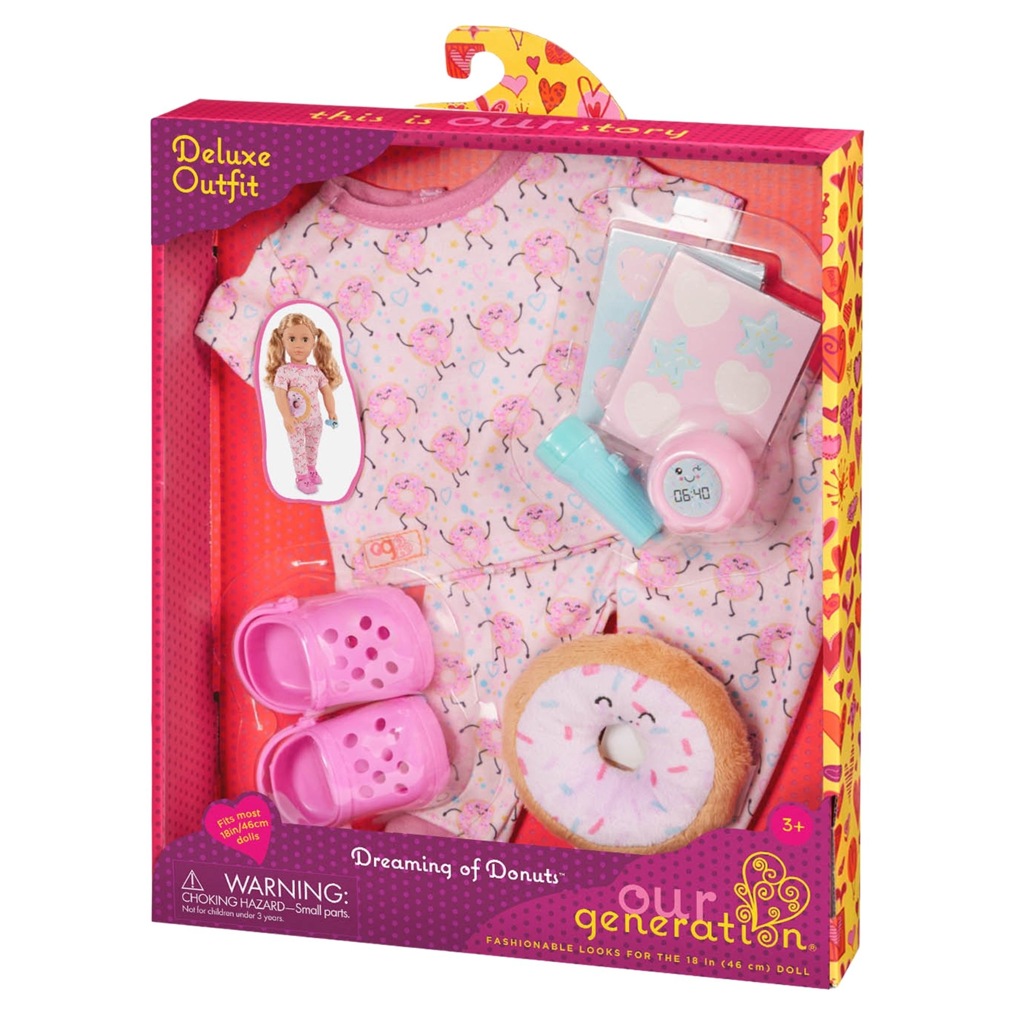 Our Generation Deluxe Pajama Outfit w/Donut Print & Plush - Mastermind Toys___246008