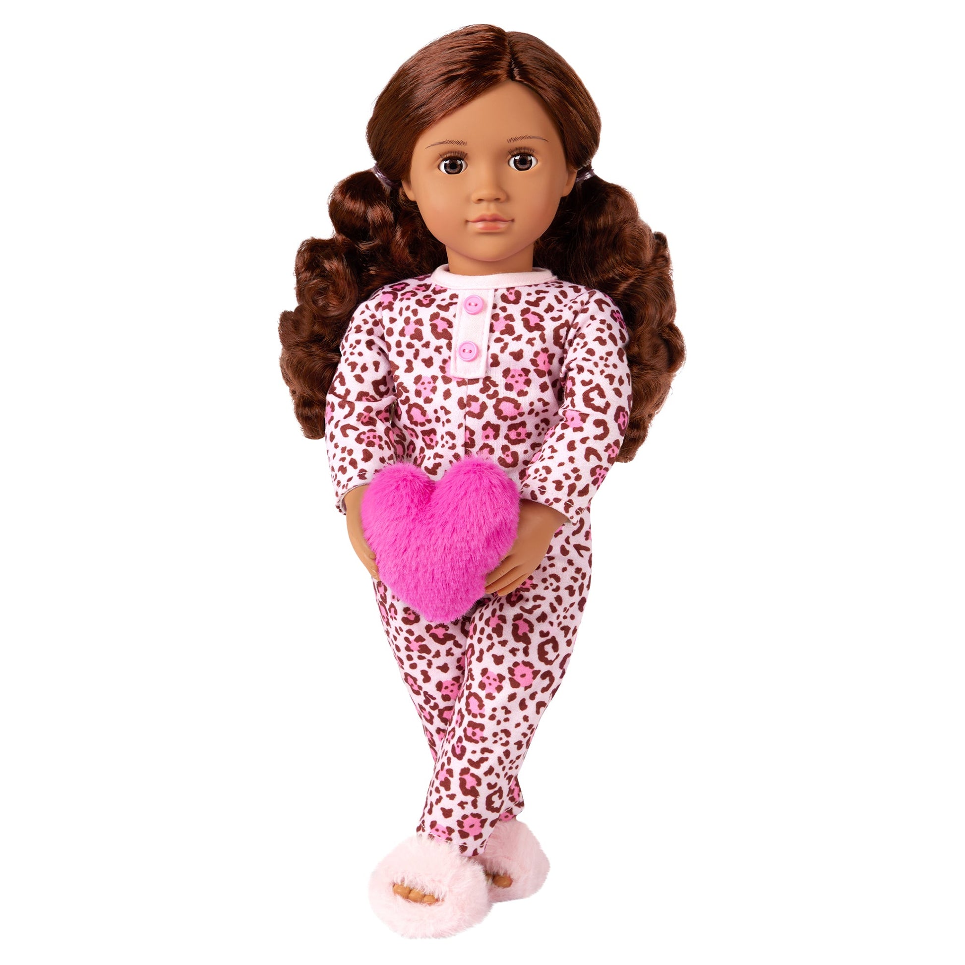 Our Generation Garcia 18" Doll with Leopard Pajamas & Heart Pillow - Mastermind Toys___246017