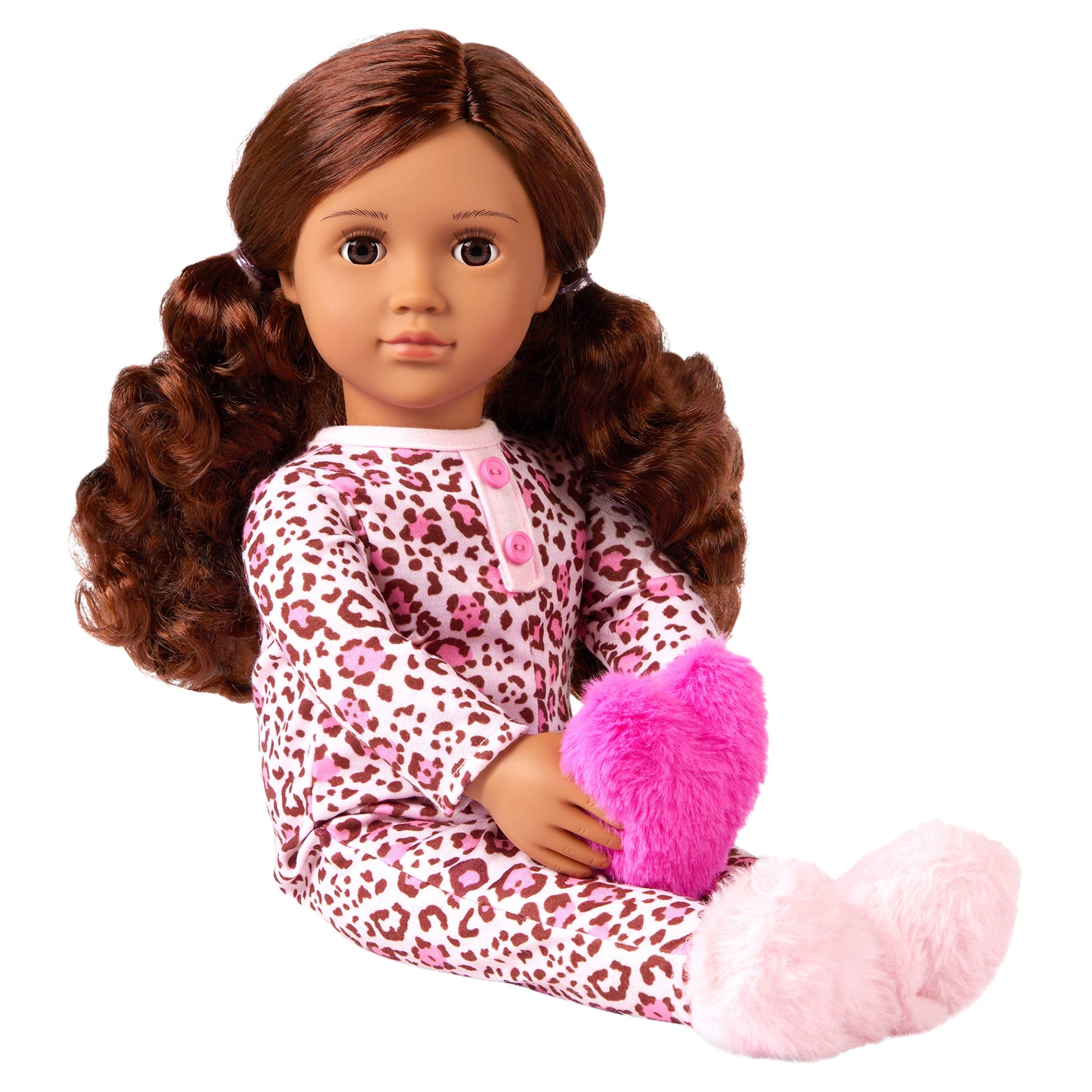 Our Generation Garcia 18" Doll with Leopard Pajamas & Heart Pillow - Mastermind Toys___246017