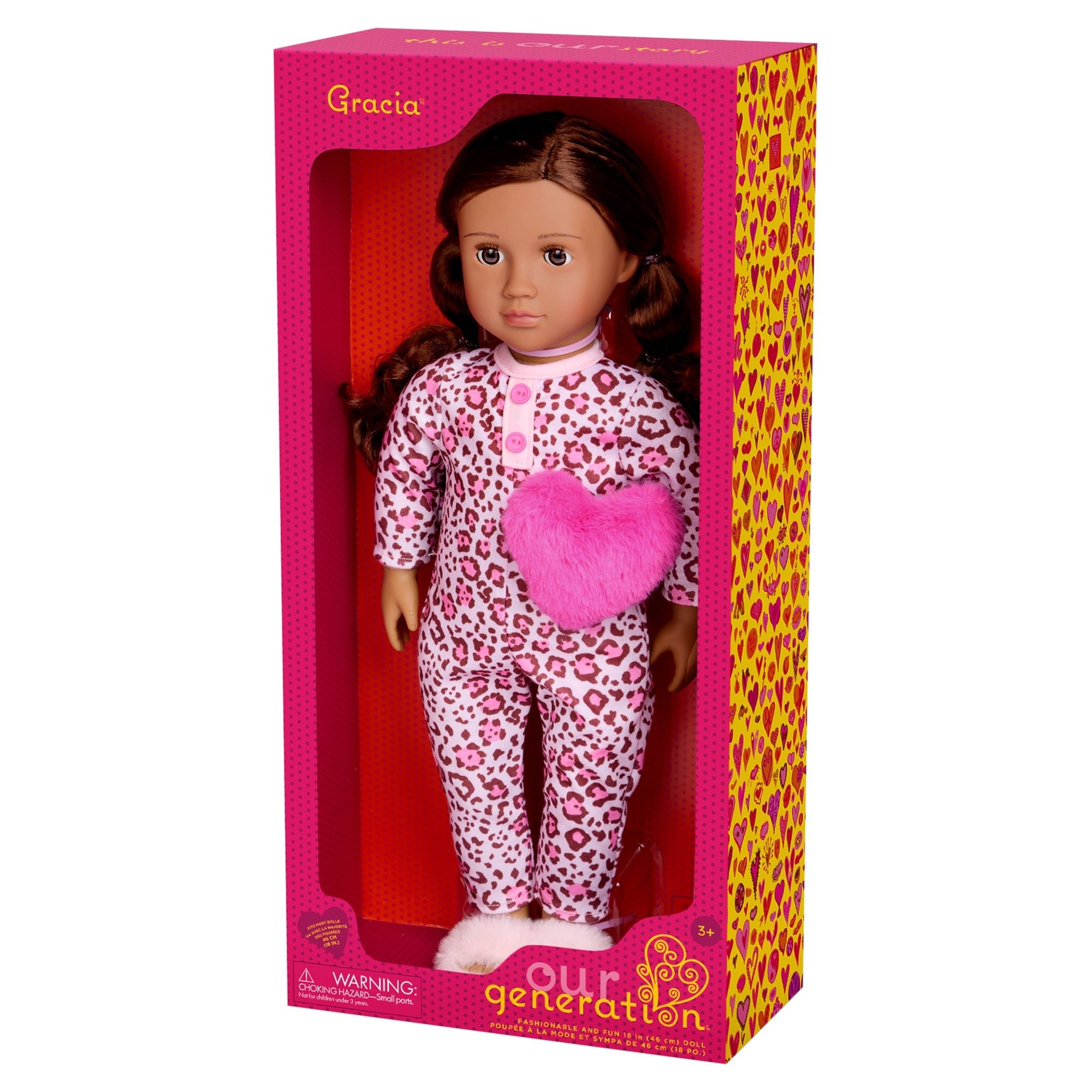 Our Generation Garcia 18" Doll with Leopard Pajamas & Heart Pillow - Mastermind Toys___246017