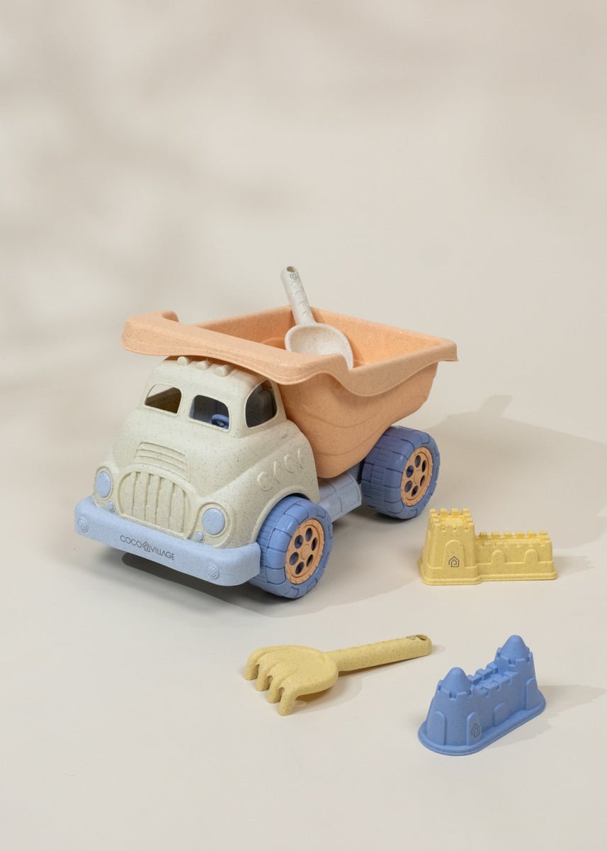 Oversized 5 - Piece Wheat Straw Sand Toy Set – Dump Truck & Accessories - Mastermind Toys___249991